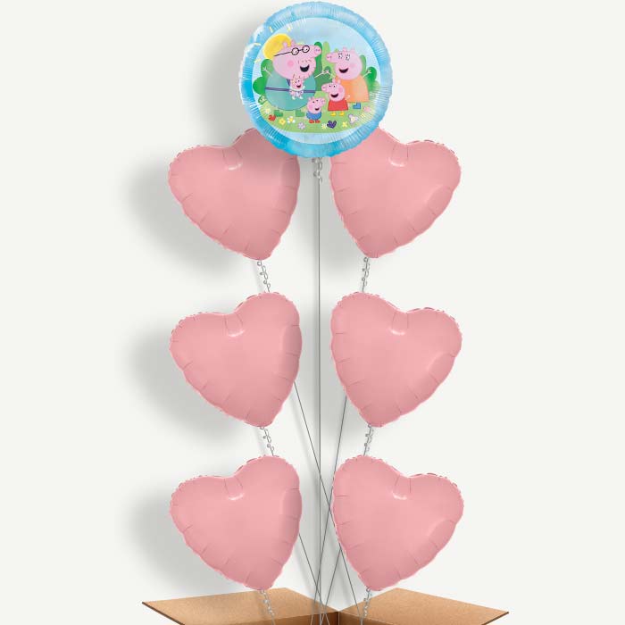 Peppa Pig Family 7 Helium Balloon Arrangement | Party Save Smile