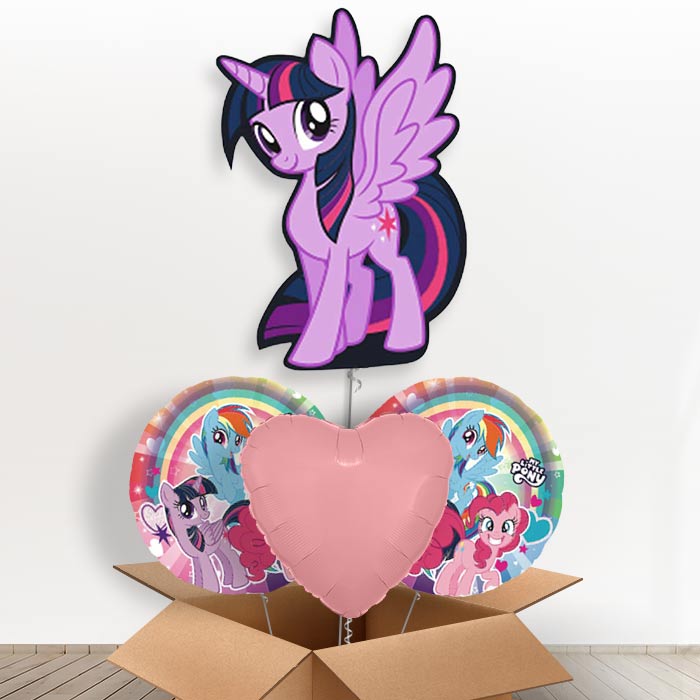 My Little Pony Twilight Sparkle Giant Helium Balloon in a Box | Giant Balloon + 2 Themed Balloons + 1 Plain Balloon | Party Save Smile
