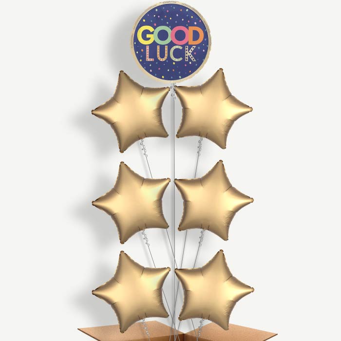 Good Luck Navy Blue Balloon Arrangement Inflated with Helium | Party Save Smile