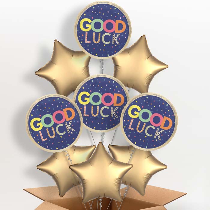 Good Luck Navy Blue Helium Balloon in a Box - 9 Balloon | Party Save Smile