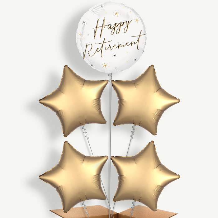 White & Black Happy Retirement Helium Balloon Cluster | Party Save Smile