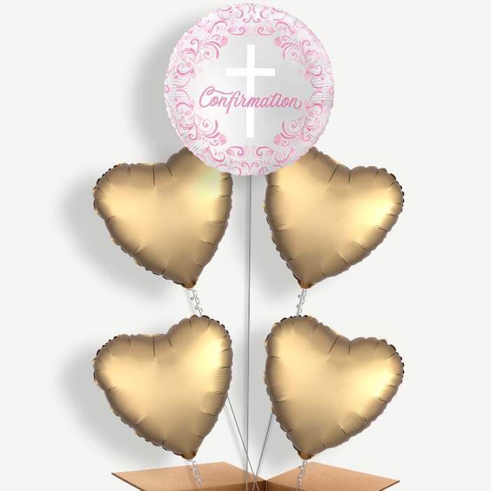 Pink Holy Cross Confirmation 5 Helium Cluster Balloons | Party Save Smile