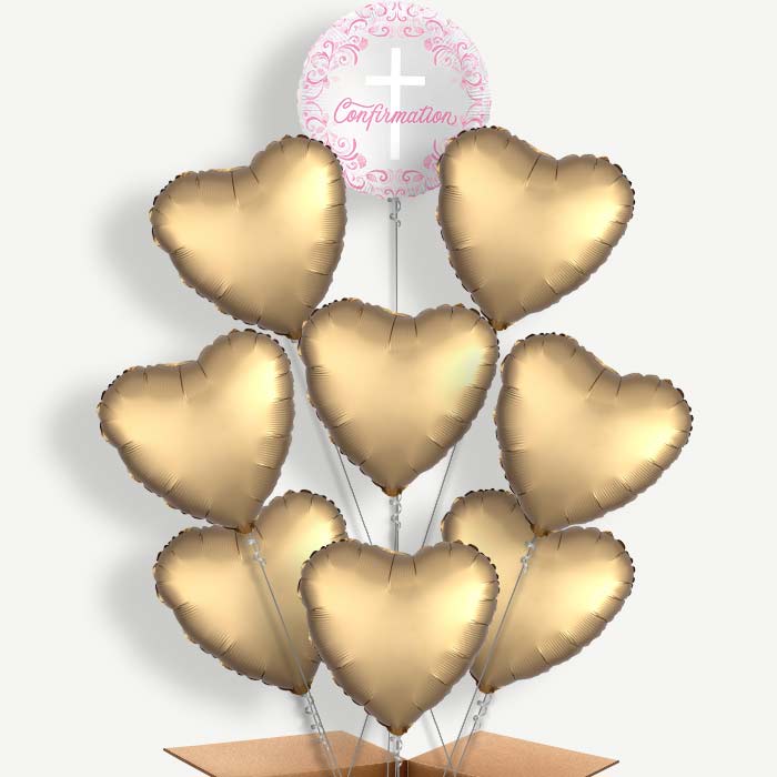 Pink Holy Cross Confirmation 9 Helium Balloon Bundle | Party Save Smile