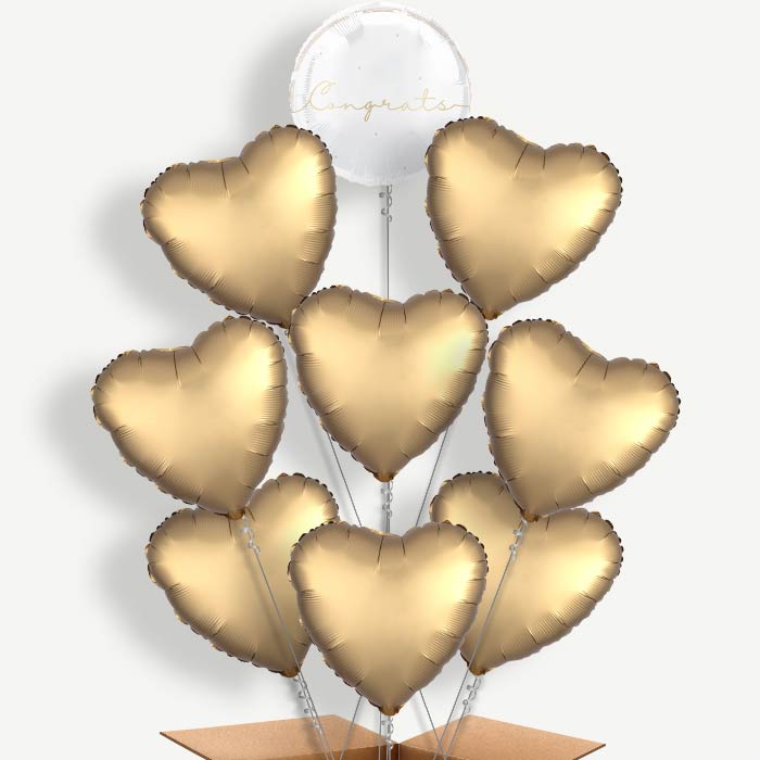 White & Gold Congrats Helium Balloon Bundle | Party Save Smile