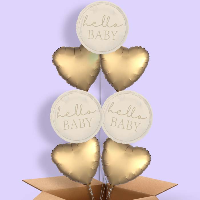 Hello Baby Neutral Baby Shower Helium Balloon in a Box - 7 Balloon | Party Save Smile