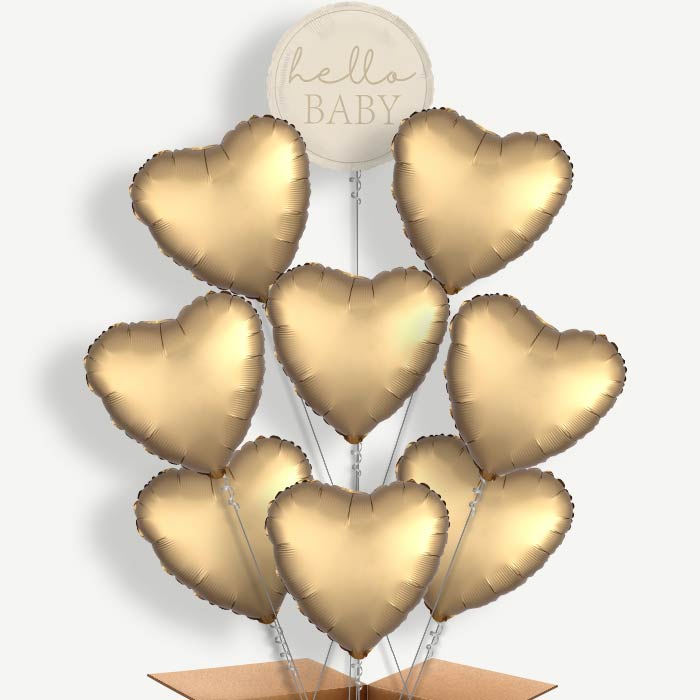 Hello Baby Neutral Baby Shower Helium Balloon Bundle | Party Save Smile