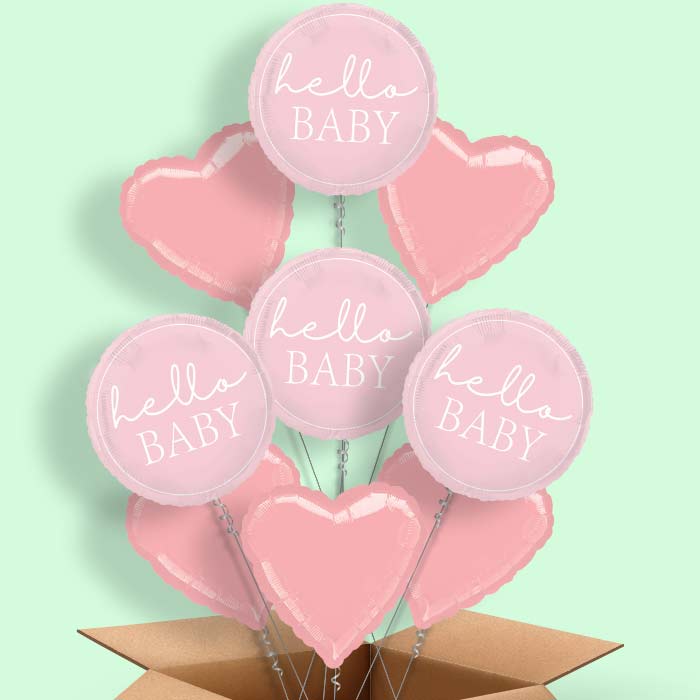 Pink Hello Baby Helium Balloon in a Box - 9 Balloon | Party Save Smile