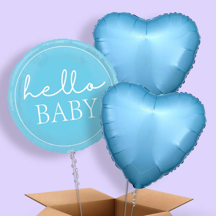 Blue Hello Baby Helium Balloon in a Box - 3 Balloon | Party Save Smile