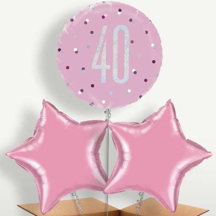 Pink & Silver 40th Birthday Balloon Bunch | Party Save Smile