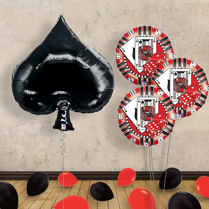 Casino Black Spade Balloon Bouquet Delivered - Themed Bouquet and Latex | Party Save Smile
