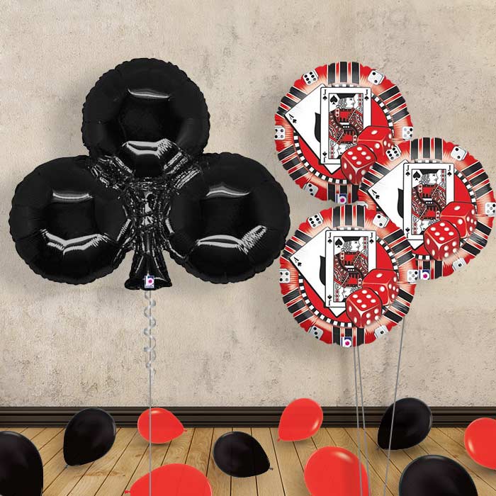 Giant Black Club Casino Balloon Bouquet Delivered - Themed Bouquet and Latex | Party Save Smile