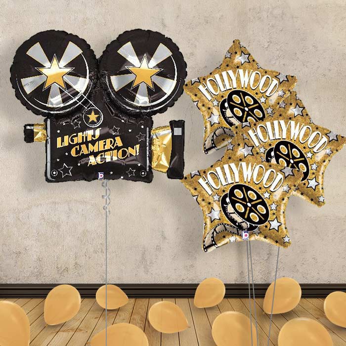 Hollywood Balloon Bouquet Delivered in a Box - Themed Bouquet and Latex | Party Save Smile