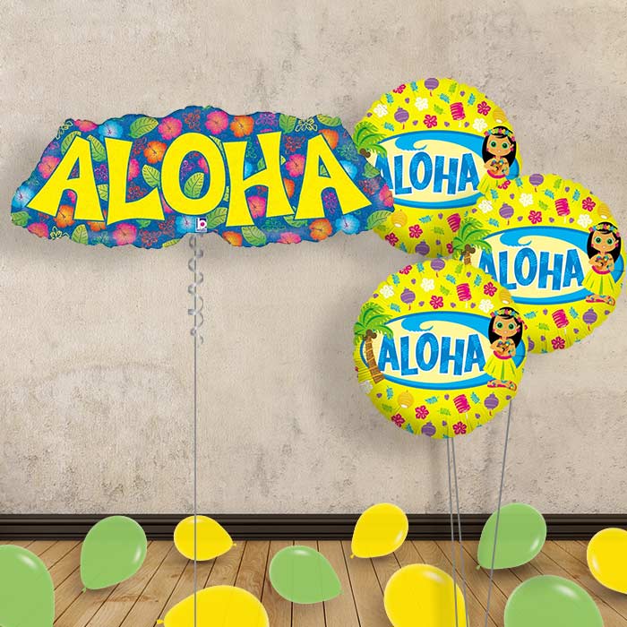 Aloha Balloon Bouquet in a Box Package - Themed Bouquet and Latex | Party Save Smile