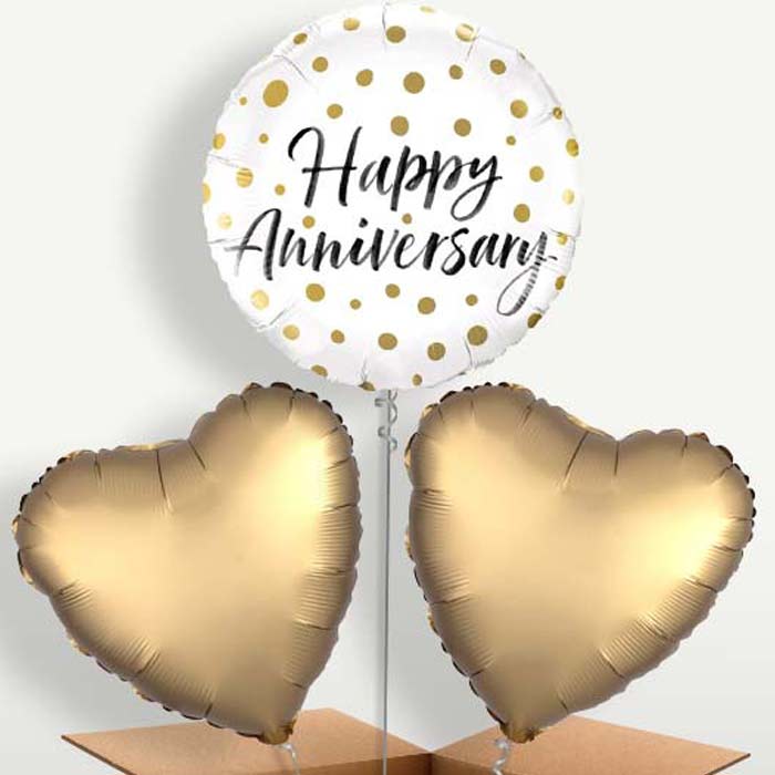 Happy Anniversary Gold Dots Balloons in a Bunch | Party Save Smile