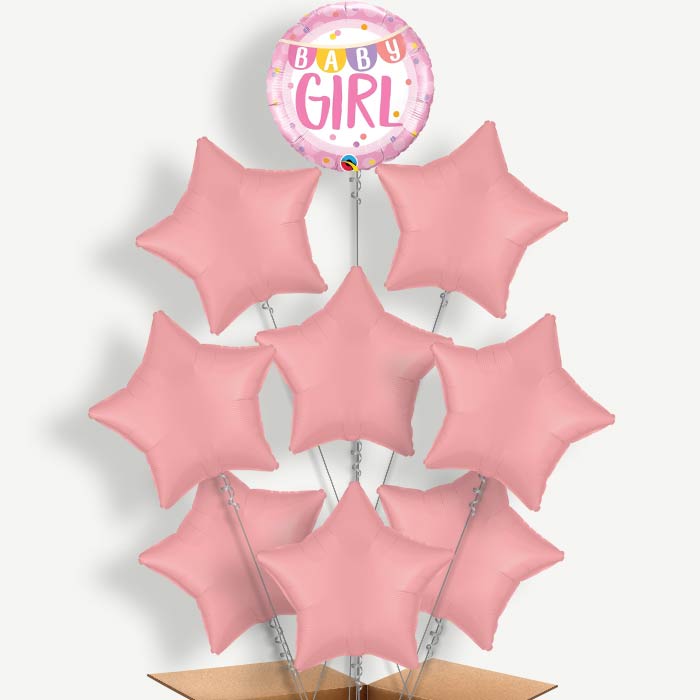 Baby Girl New Baby Balloon Bundle Inflated with Helium | Party Save Smile