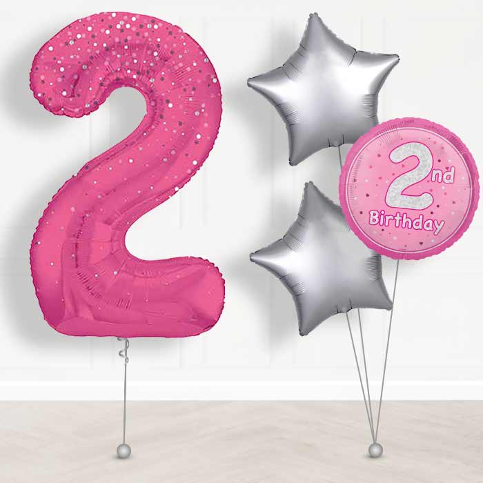 Hot Pink Dots Number 2 Helium Balloon in a Box - Giant Number and 3 Balloons | Party Save Smile