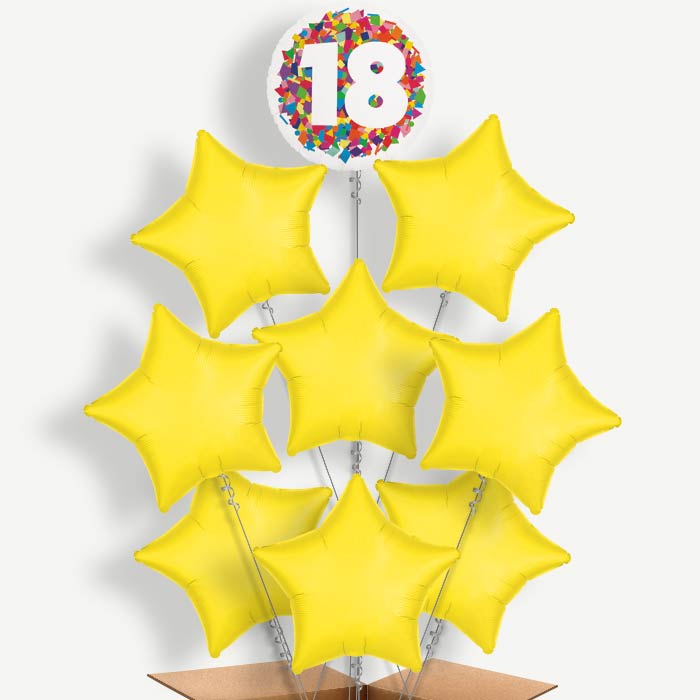 Bright Confetti 18th Birthday Helium Balloon Bundle | Party Save Smile