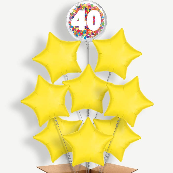 Bright Confetti 40th Birthday Helium Balloon Bundle | Party Save Smile