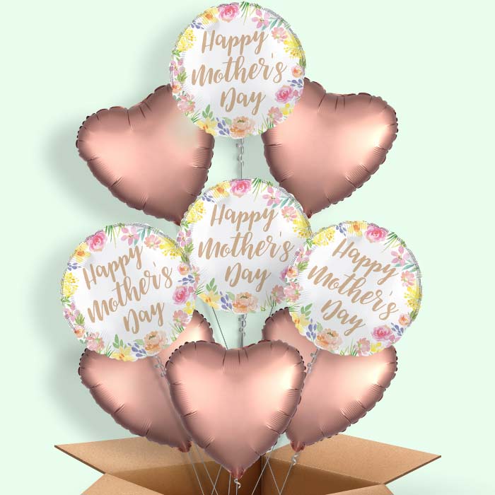 Floral Happy Mother's Day Helium Balloon in a Box - 9 Balloons | Party Save Smile