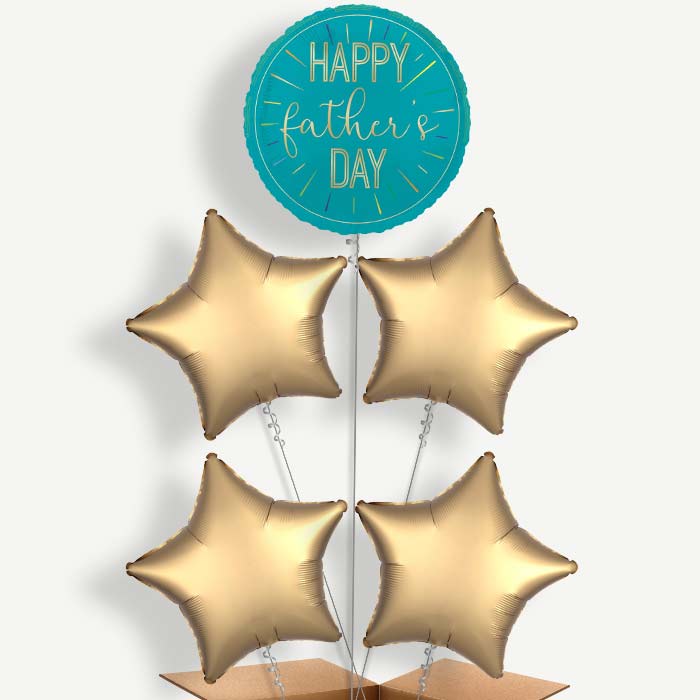 Blue & Gold Happy Father's Day Helium Cluster Balloons | Party Save Smile
