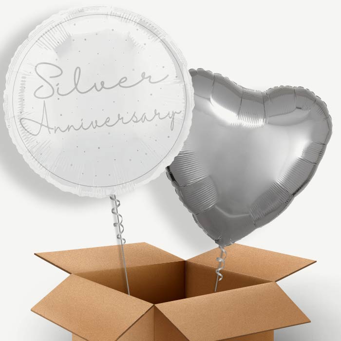 Silver Anniversary Helium Balloon Couple | Party Save Smile