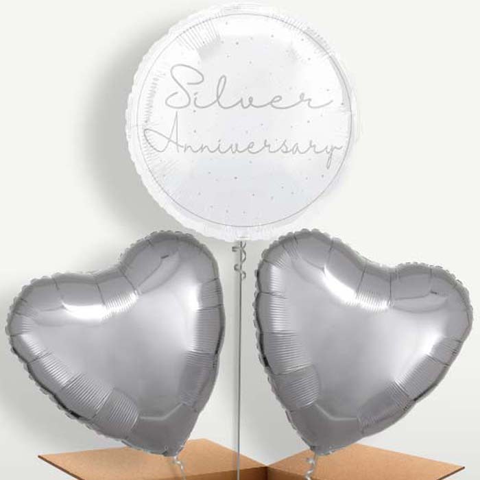 Silver Anniversary Helium Bunch of Balloons | Party Save Smile