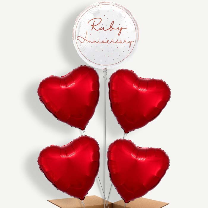 Ruby Anniversary Helium Balloon Cluster | Party Save Smile