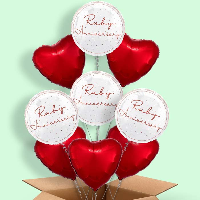 Ruby Anniversary Helium Balloon in a Box - 9 Balloon | Party Save Smile