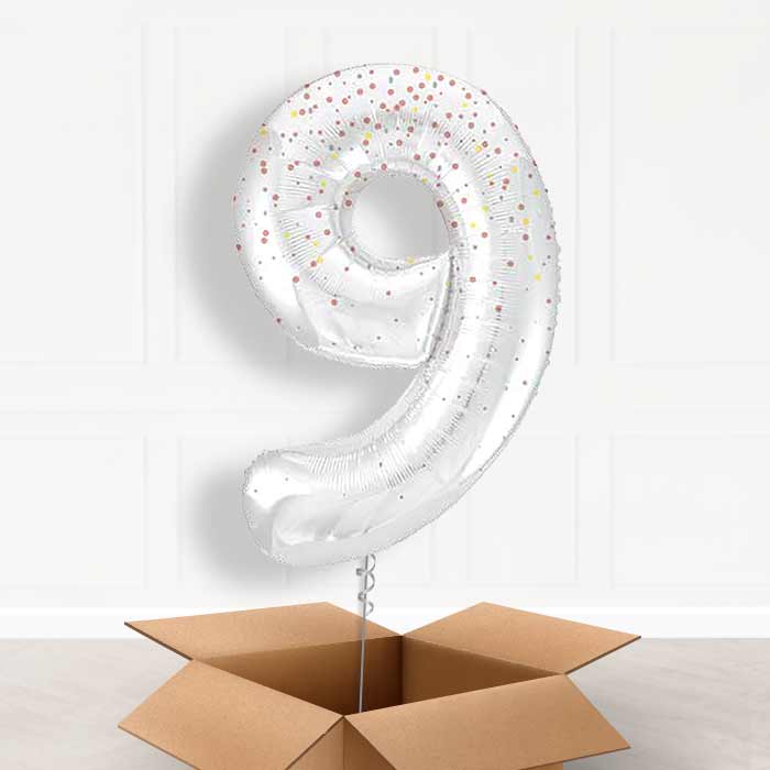 Rose Gold Dots Helium Filled Number Balloons 0-9