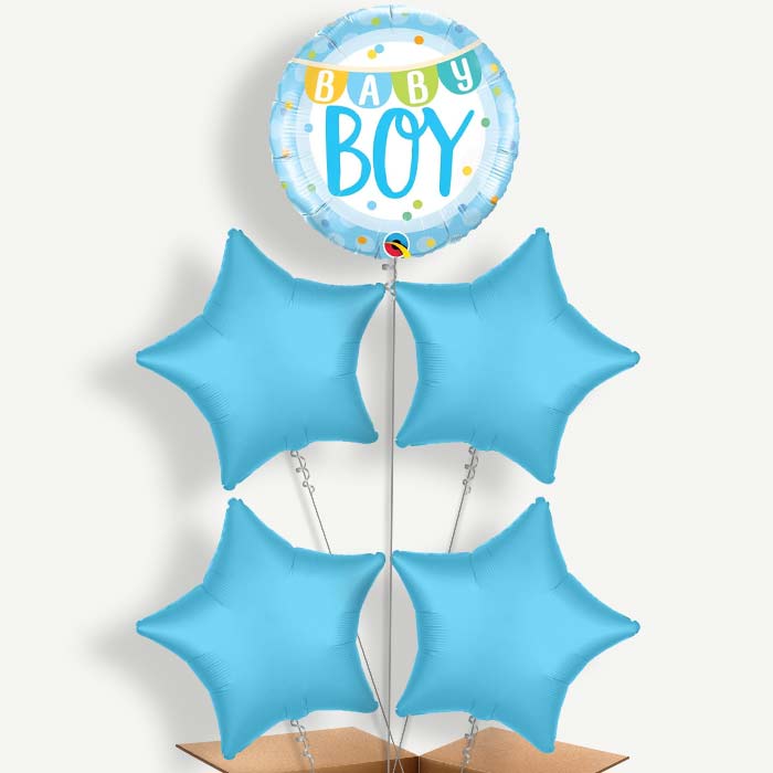Baby Boy New Baby Balloon Cluster Inflated with Helium | Party Save Smile