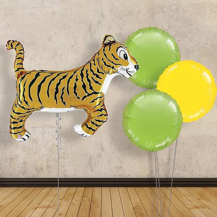 Tiger Helium Balloon Bouquet in a Box - Plain Bouquet | Party Save Smile