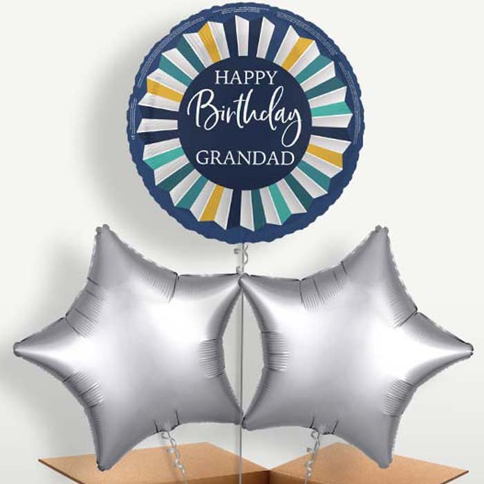 Navy Blue Happy Birthday Grandad Balloon Bunch | Party Save Smile