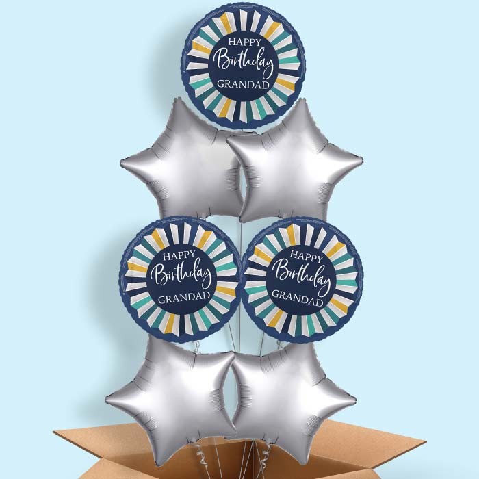 Navy Blue Happy Birthday Grandad Helium Balloon in a Box - 7 Balloon | Party Save Smile