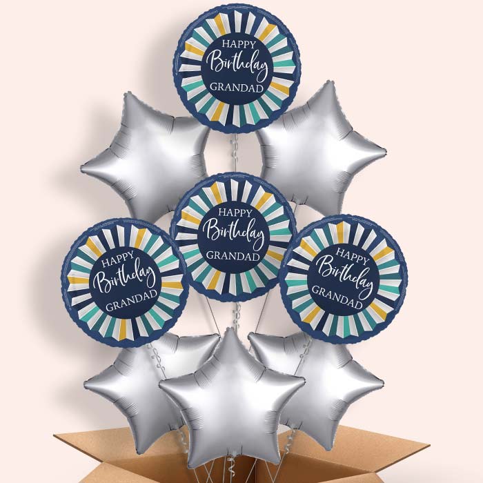 Navy Blue Happy Birthday Grandad Helium Balloon in a Box - 9 Balloon | Party Save Smile