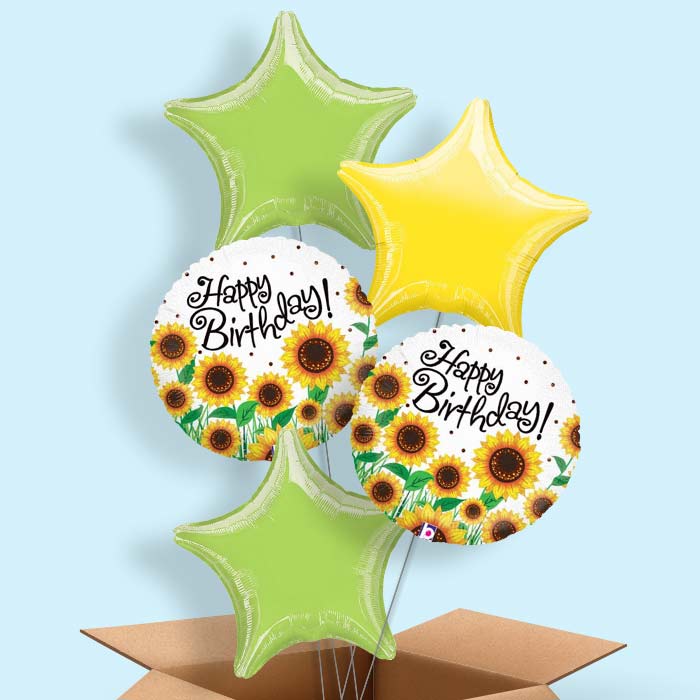 Sunflower Happy Birthday Helium Balloon in a Box - 5 Balloon | Party Save Smile