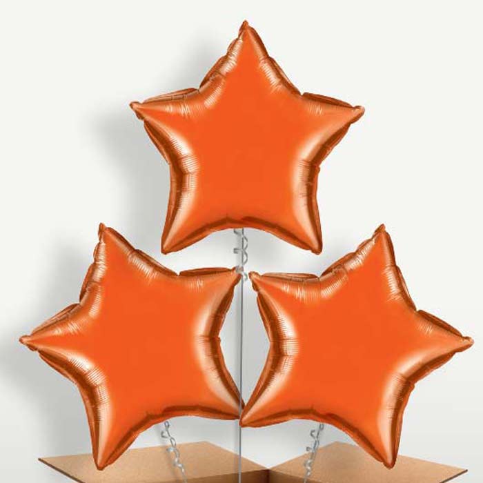 Orange Star Balloon Bunch inflated with Helium | Party Save Smile