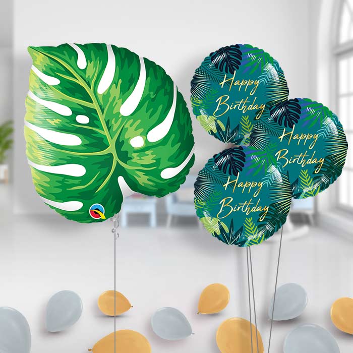 Tropical Leaf Birthday Balloon Bouquet - Themed Bouquet and Latex | Party Save Smile
