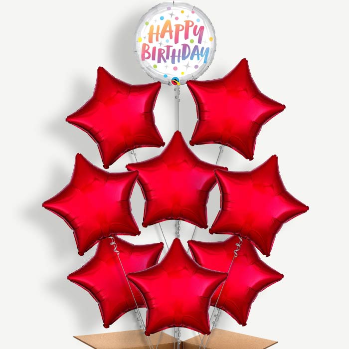 Rainbow Dots Pastel Birthday Helium Balloon Bundle | Party Save Smile