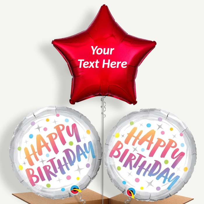 Personalisable Rainbow Dots Pastel Birthday Helium Balloons | Party Save Smile