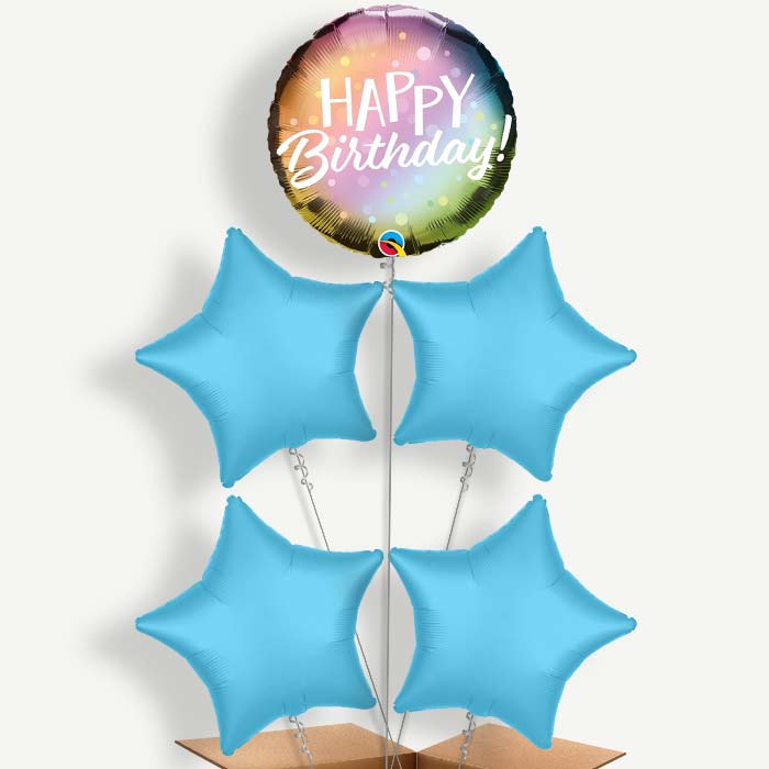 Metallic Pastel Happy Birthday Helium Cluster Balloons | Party Save Smile