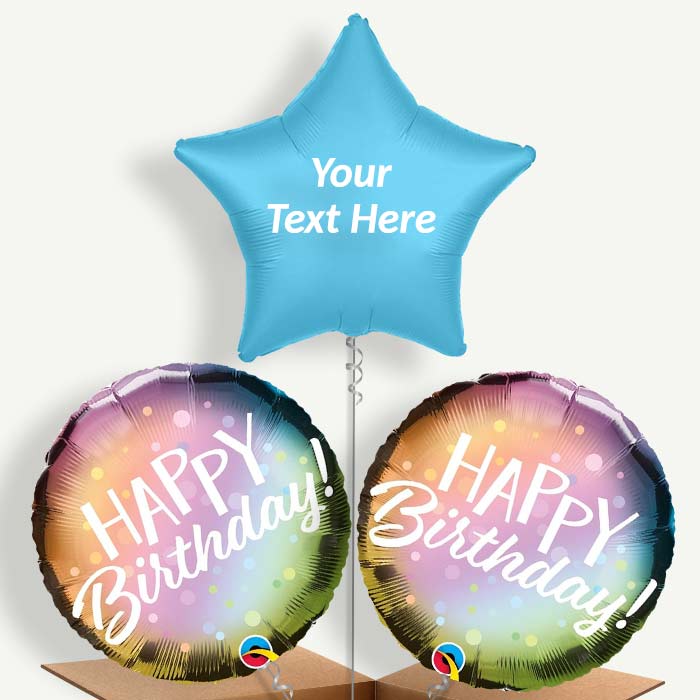 Personalisable Metallic Pastel Happy Birthday Helium Balloons | Party Save Smile