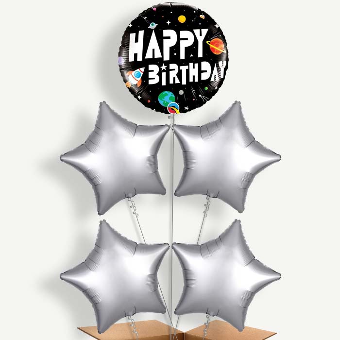 Space Happy Birthday Helium Balloon Cluster | Party Save Smile