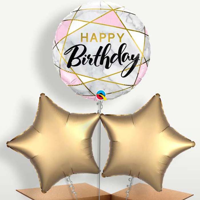 Marble Effect Happy Birthday Balloon Bunches | Party Save Smile