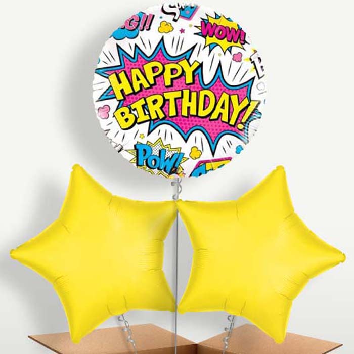 Superhero White Pow Helium Bunch of Balloons | Party Save Smile