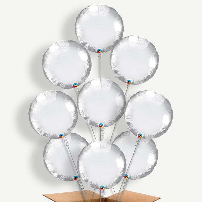 Chrome Silver Circle Helium Balloon Bundle | Party Save Smile