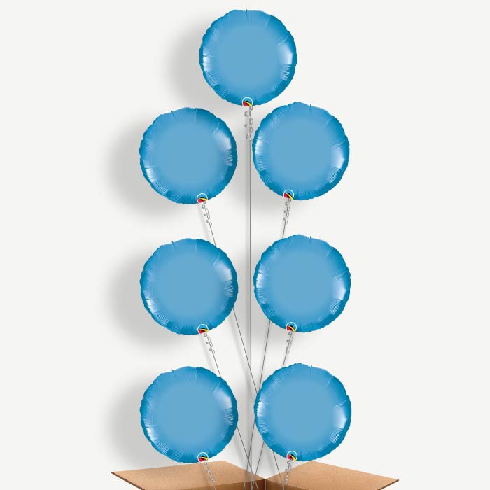 Blue Chrome Balloon Arrangement Inflated with Helium | Party Save Smile