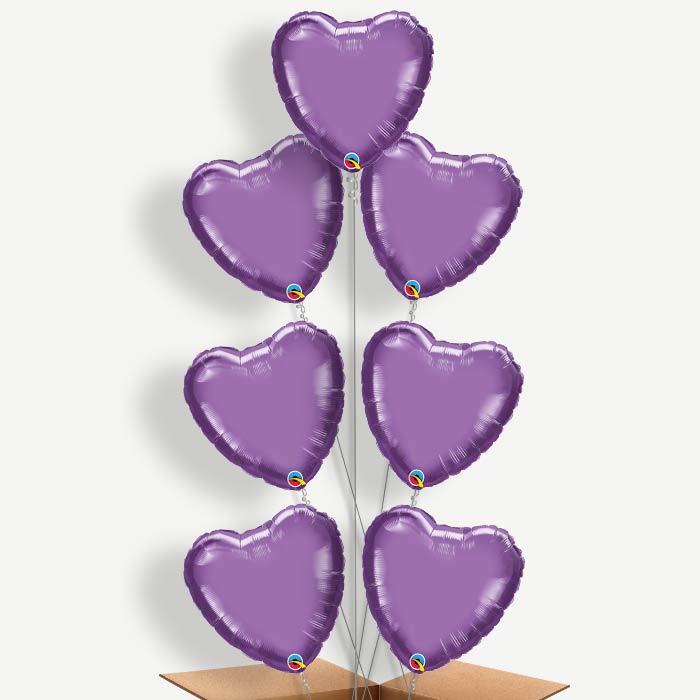 Chrome Purple Heart Balloon Arrangement Inflated with Helium | Party Save Smile