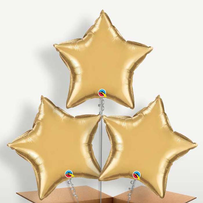 Chrome Gold Star Bunch of Balloons inflated with Helium | Party Save Smile