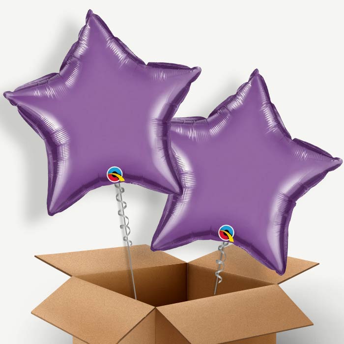 Chrome Purple Star Helium Balloon Duo | Party Save Smile