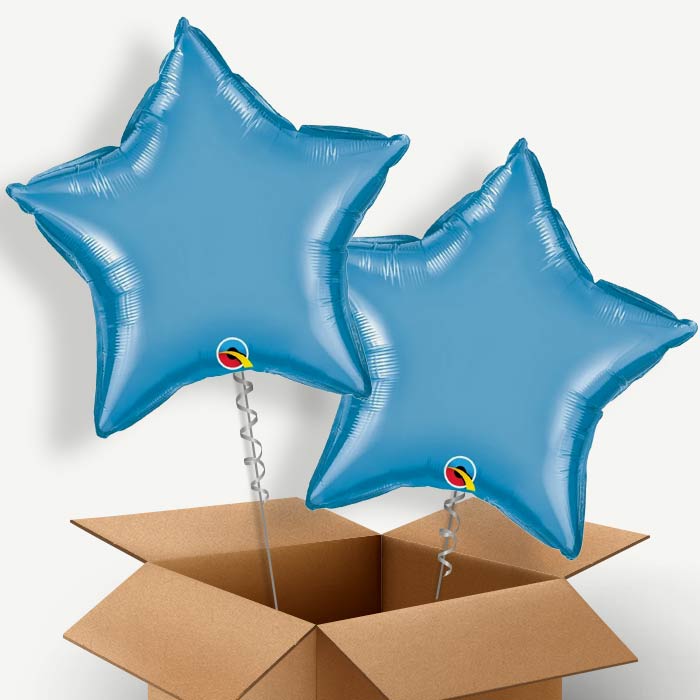 Blue Chrome Star Helium Balloon Duo | Party Save Smile
